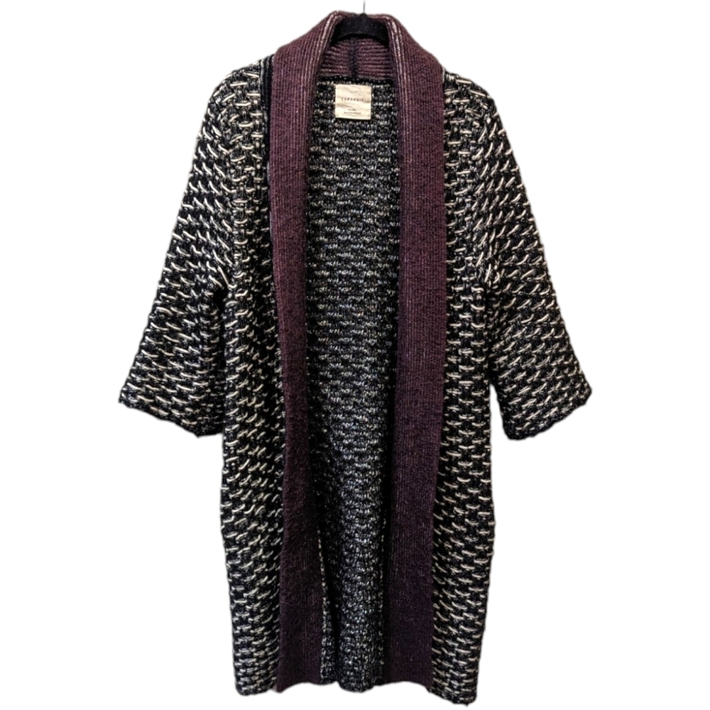 Zara Knit Mohair Blend Metallic Statement Longline Cardigan Duster Sweater (M)